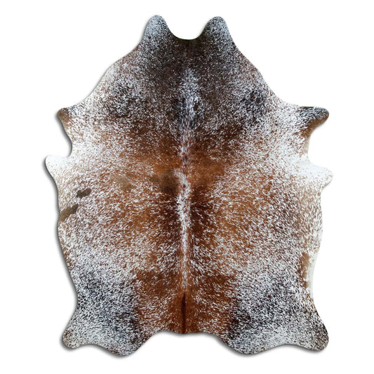 Salt & Pepper Kuhfell, ca. 190 × 150 cm, von oben fotografiert: genau das Fell, das Sie erhalten