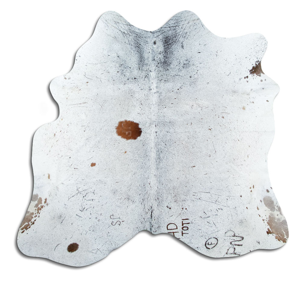 Salt & Pepper Kuhfell, ca. 170 × 180 cm, von oben fotografiert: genau das Fell, das Sie erhalten