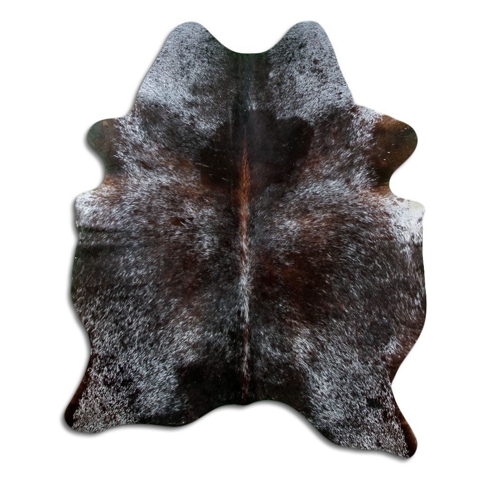 Salt & Pepper Kuhfell, ca. 170 × 140 cm, von oben fotografiert: genau das Fell, das Sie erhalten