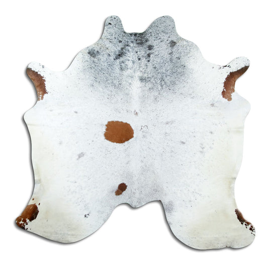 Salt & Pepper Kuhfell, ca. 180 × 180 cm, von oben fotografiert: genau das Fell, das Sie erhalten