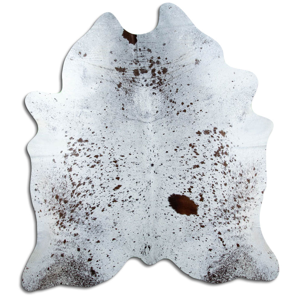 Salt & Pepper Kuhfell, ca. 220 × 200 cm, von oben fotografiert: genau das Fell, das Sie erhalten