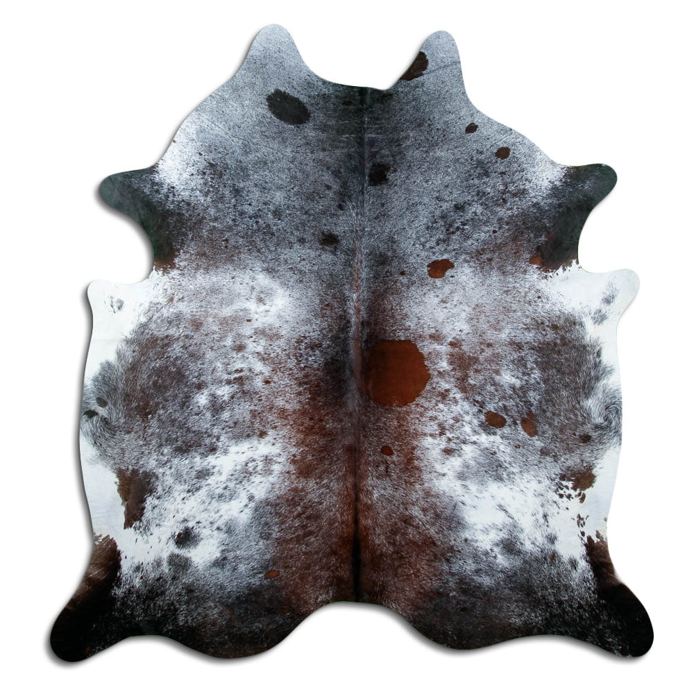 Salt & Pepper Kuhfell, ca. 220 × 210 cm, von oben fotografiert: genau das Fell, das Sie erhalten