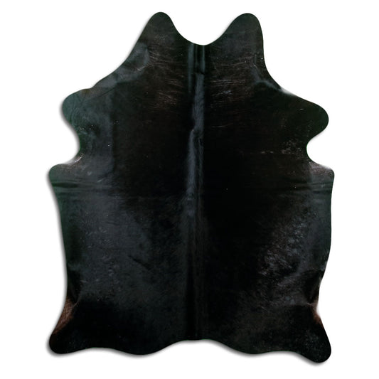 Schwarzes Kuhfell, ca. 190 × 150 cm, von oben fotografiert: genau das Fell, das Sie erhalten