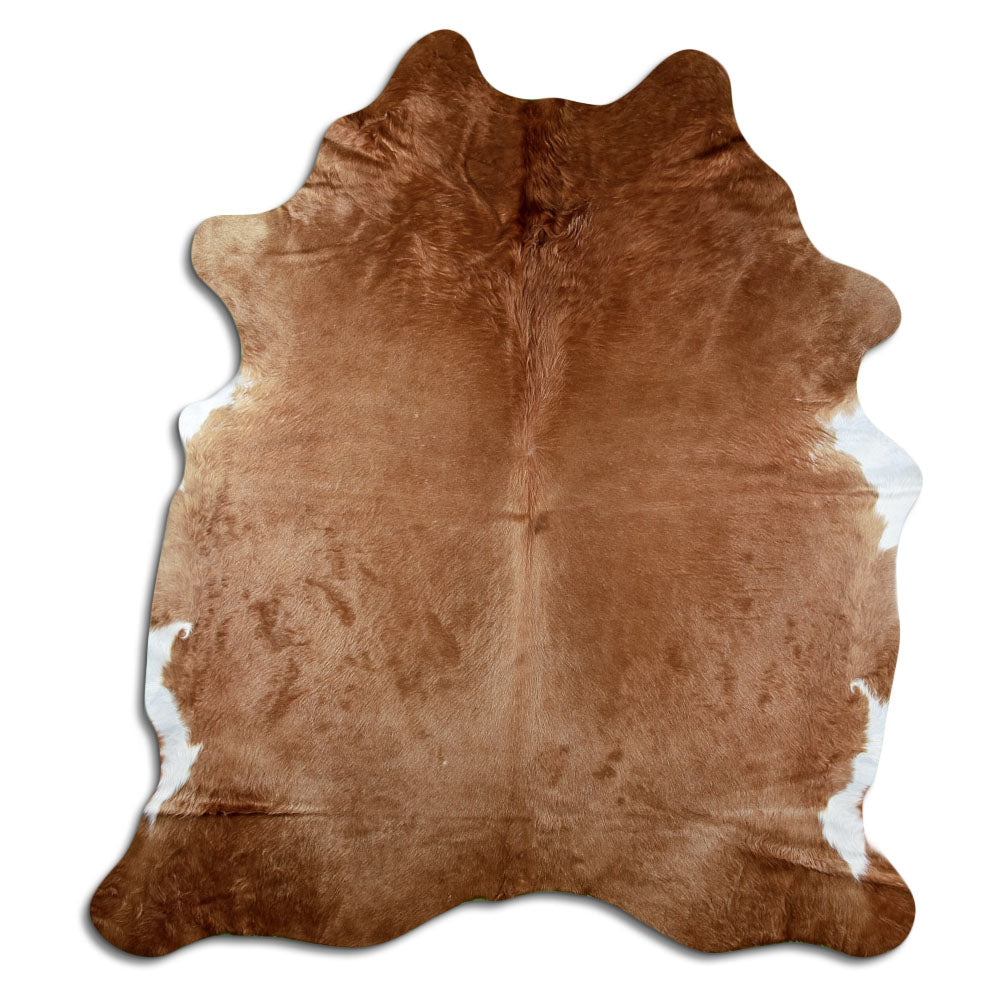 Braunes Kuhfell, ca. 230 × 200 cm, von oben fotografiert: genau das Fell, das Sie erhalten
