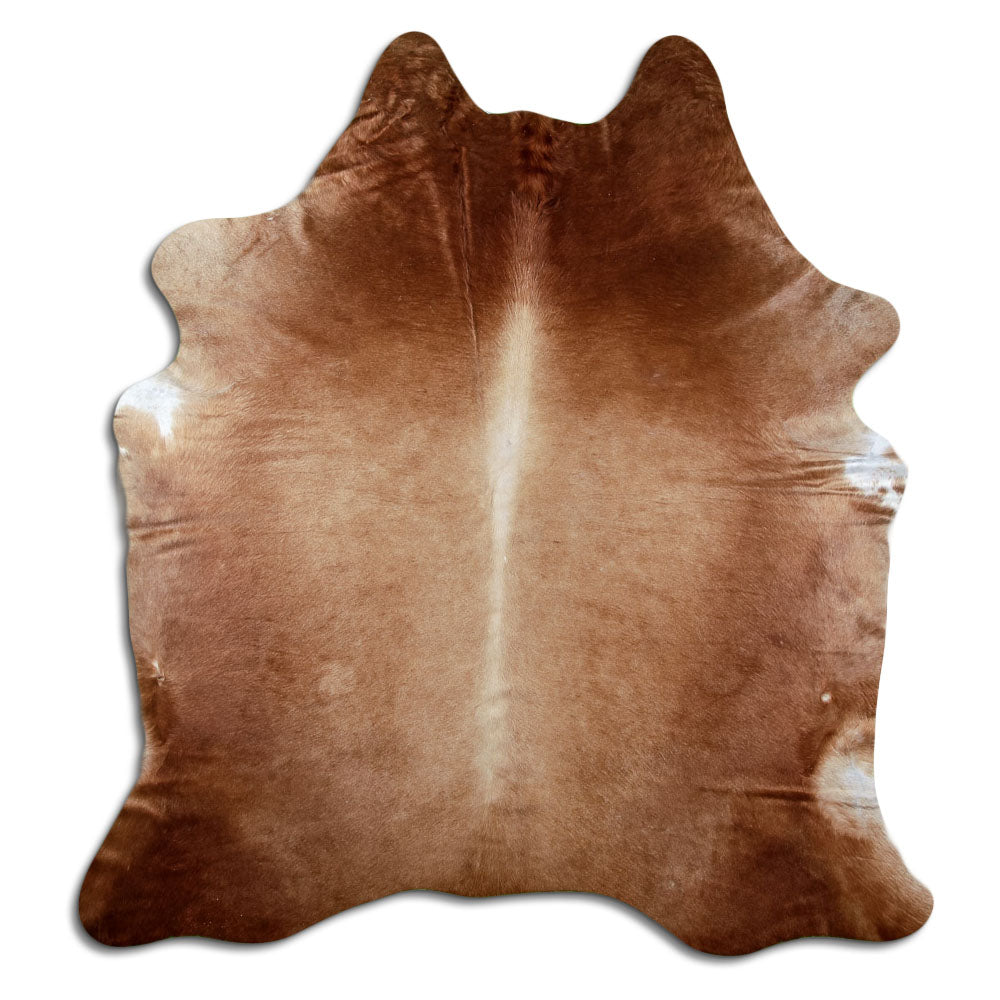 Braunes Kuhfell, ca. 220 × 200 cm, von oben fotografiert: genau das Fell, das Sie erhalten