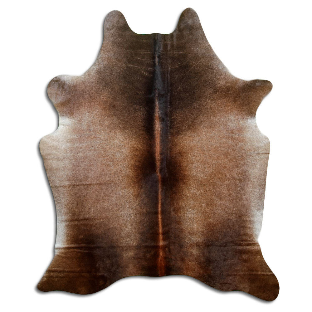 Braunes Kuhfell, ca. 210 × 170 cm, von oben fotografiert: genau das Fell, das Sie erhalten