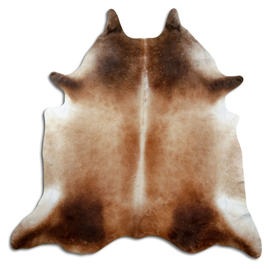 Braunes Kuhfell, ca. 220 × 220 cm, von oben fotografiert: genau das Fell, das Sie erhalten