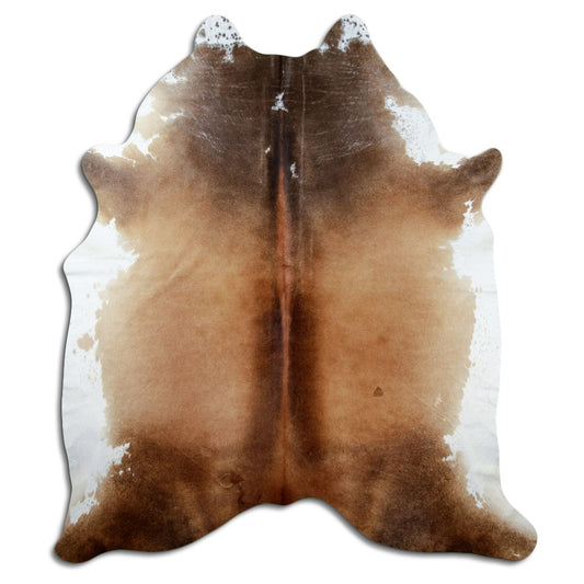 Braunes Kuhfell, ca. 220 × 190 cm, von oben fotografiert: genau das Fell, das Sie erhalten