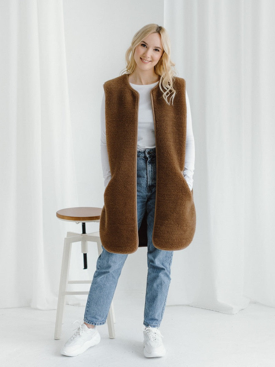 Merino Weste ''Pearl'' Dunkelbraun