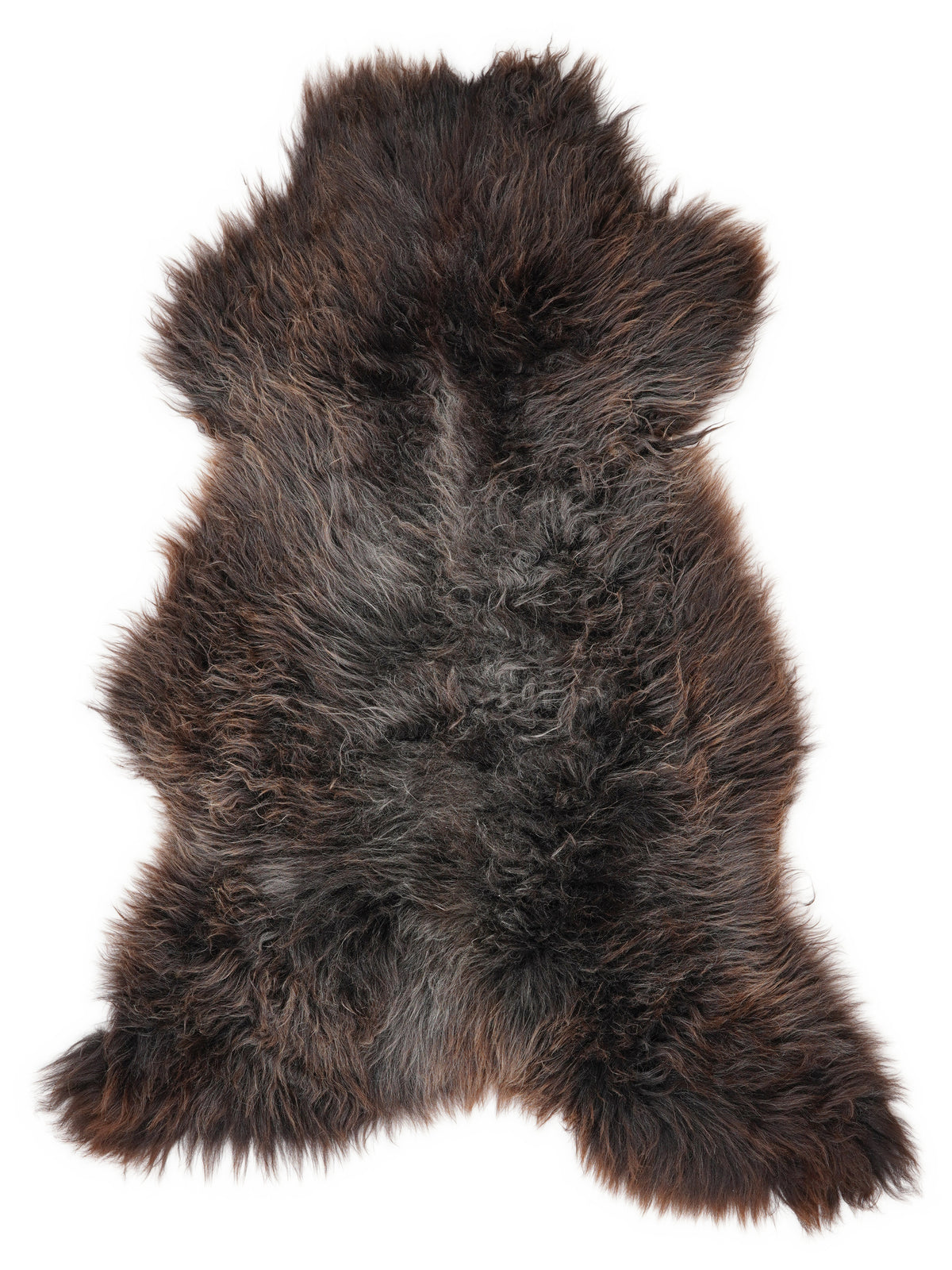 Mehrfarbiges britisches Lammfell, ca. 120 × 65 cm, von oben fotografiert: genau das Fell, das Sie erhalten