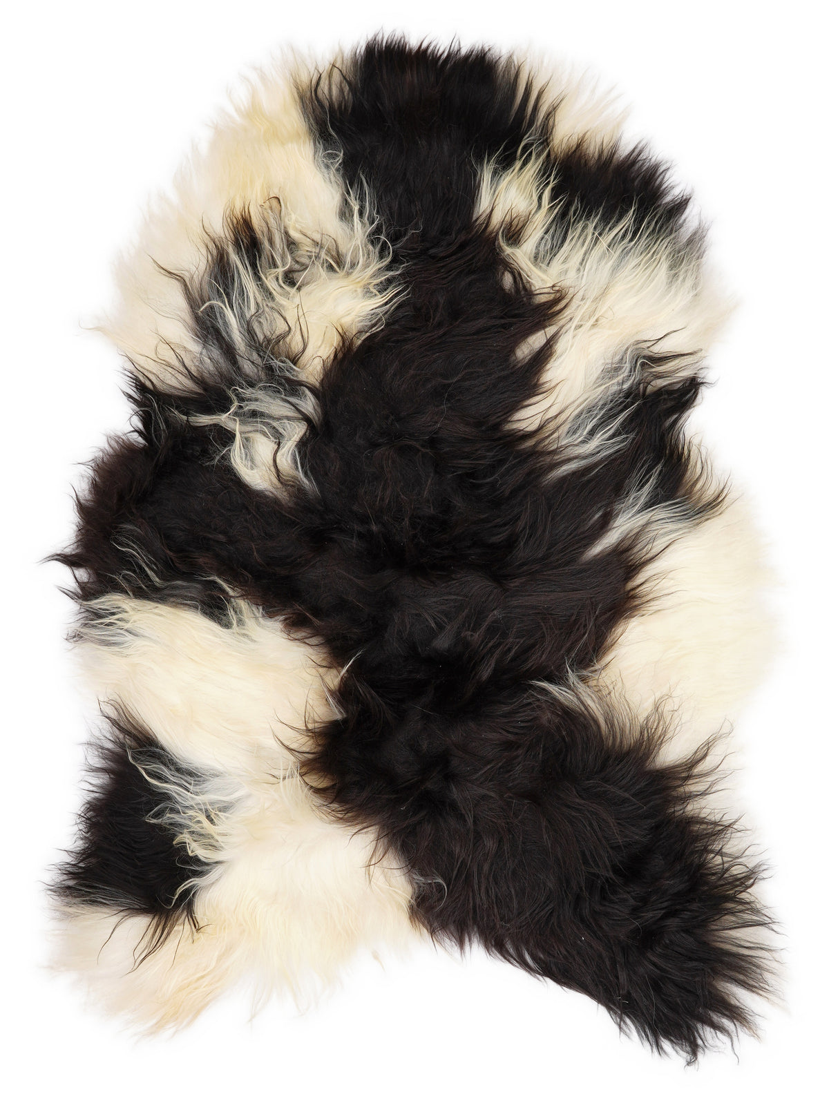 Mehrfarbiges isländisches Schaffell, ca. 130 × 80 cm, von oben fotografiert: genau das Fell, das Sie erhalten
