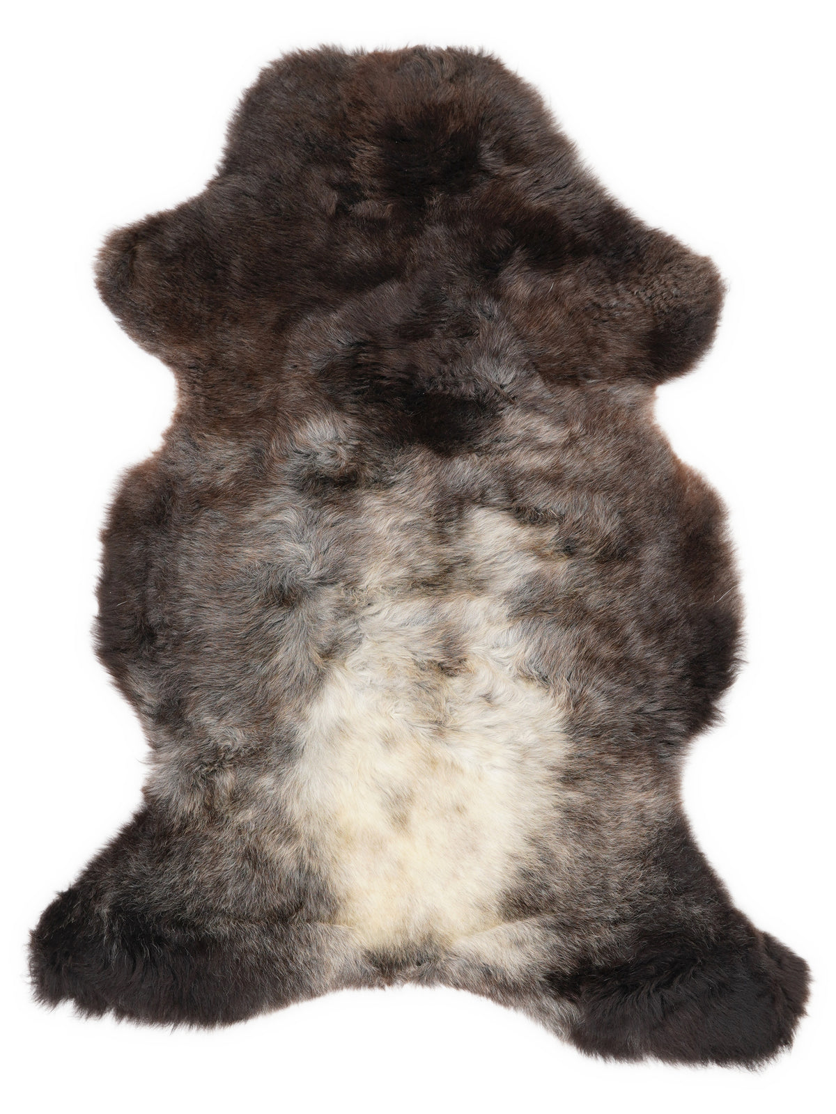 Mehrfarbiges britisches Lammfell, ca. 120 × 70 cm, von oben fotografiert: genau das Fell, das Sie erhalten