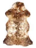 Mehrfarbiges britisches Lammfell, ca. 115 × 60 cm, von oben fotografiert: genau das Fell, das Sie erhalten