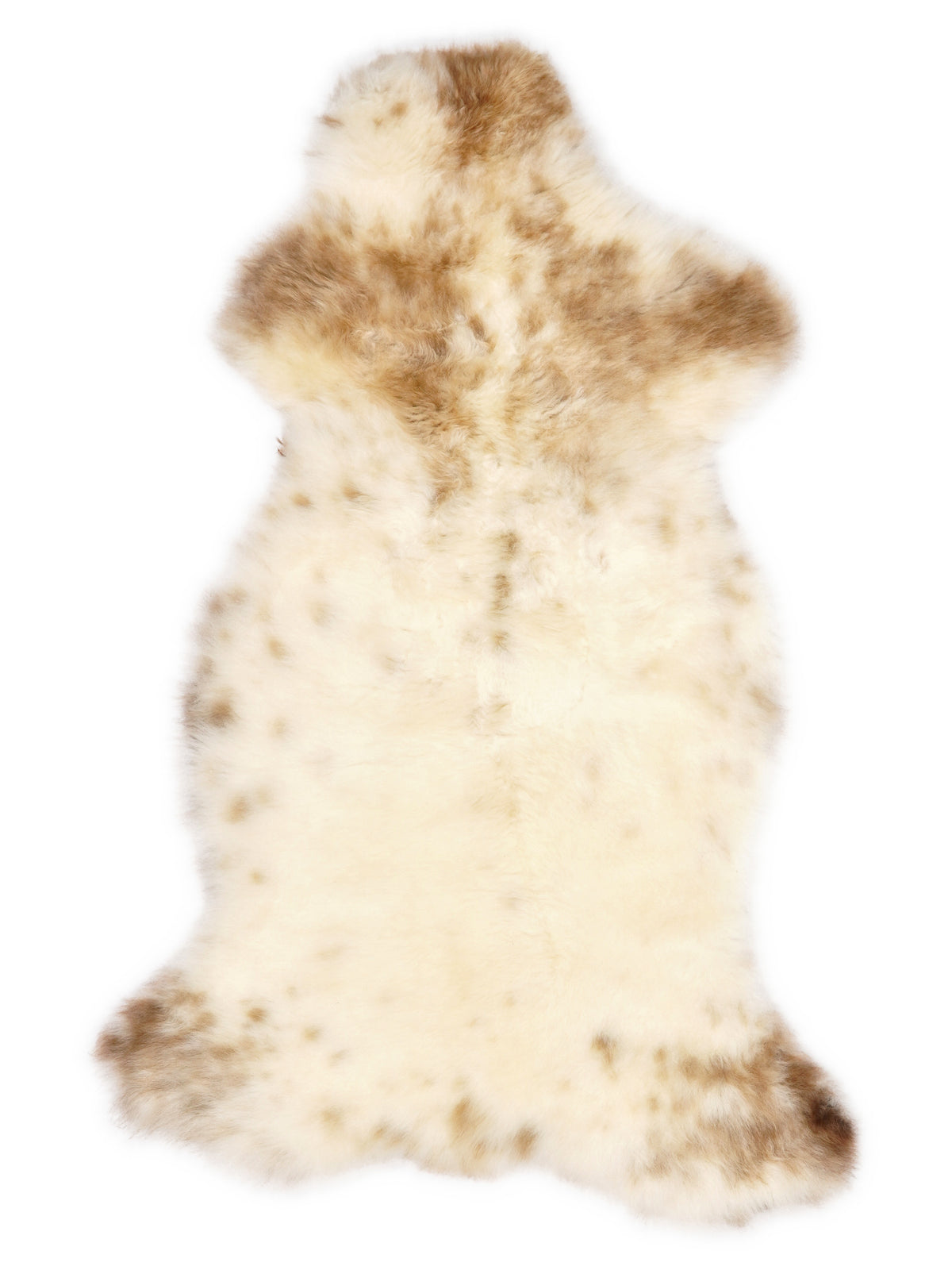 Mehrfarbiges britisches Lammfell, ca. 115 × 55 cm, von oben fotografiert: genau das Fell, das Sie erhalten