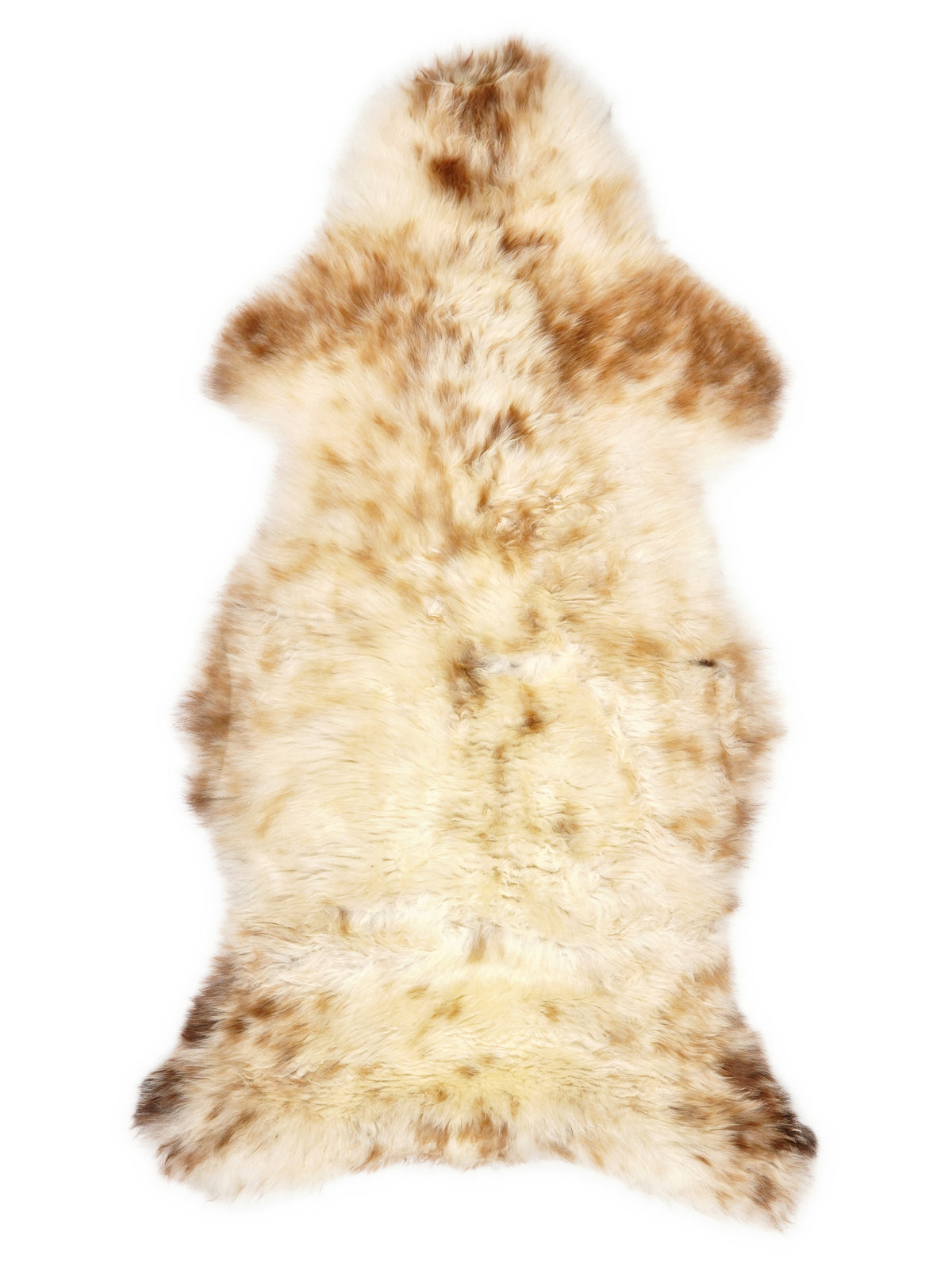 Mehrfarbiges britisches Lammfell, ca. 115 × 55 cm, von oben fotografiert: genau das Fell, das Sie erhalten