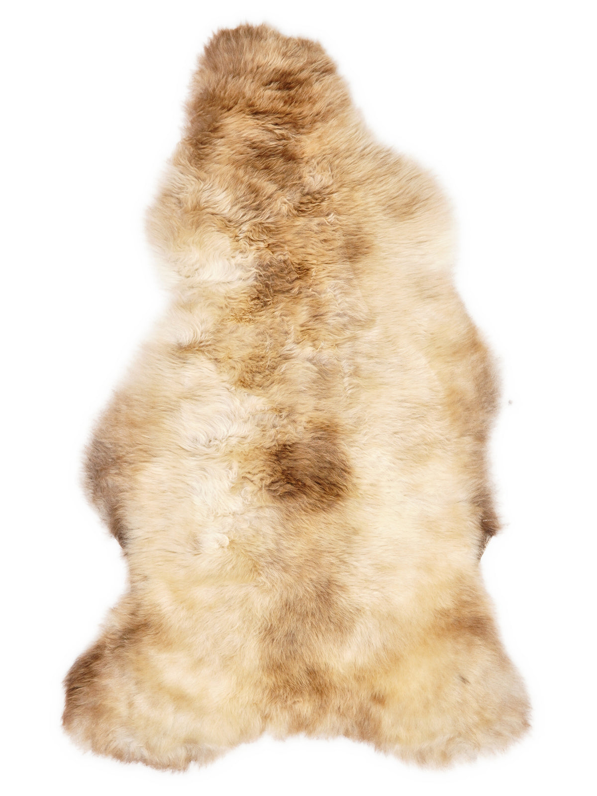 Mehrfarbiges britisches Lammfell, ca. 110 × 60 cm, von oben fotografiert: genau das Fell, das Sie erhalten