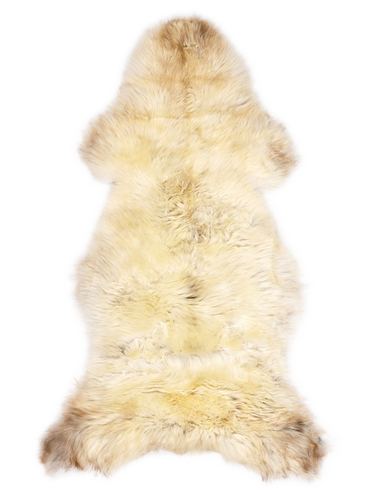 Mehrfarbiges britisches Lammfell, ca. 130 × 60 cm, von oben fotografiert: genau das Fell, das Sie erhalten
