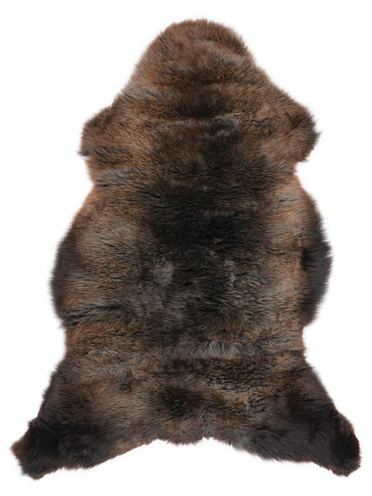 Braunes Lammfell, ca. 110 × 65 cm, von oben fotografiert: genau das Fell, das Sie erhalten