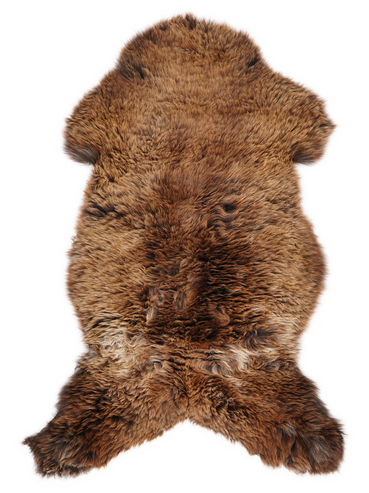 Braunes Lammfell, ca. 120 × 60 cm, von oben fotografiert: genau das Fell, das Sie erhalten